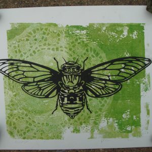 cicada block print