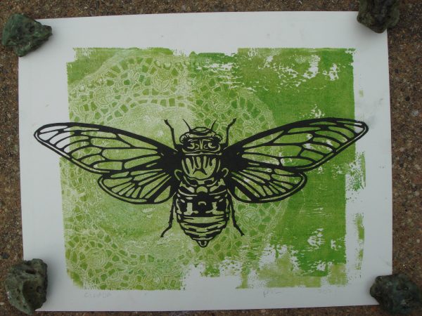 cicada block print